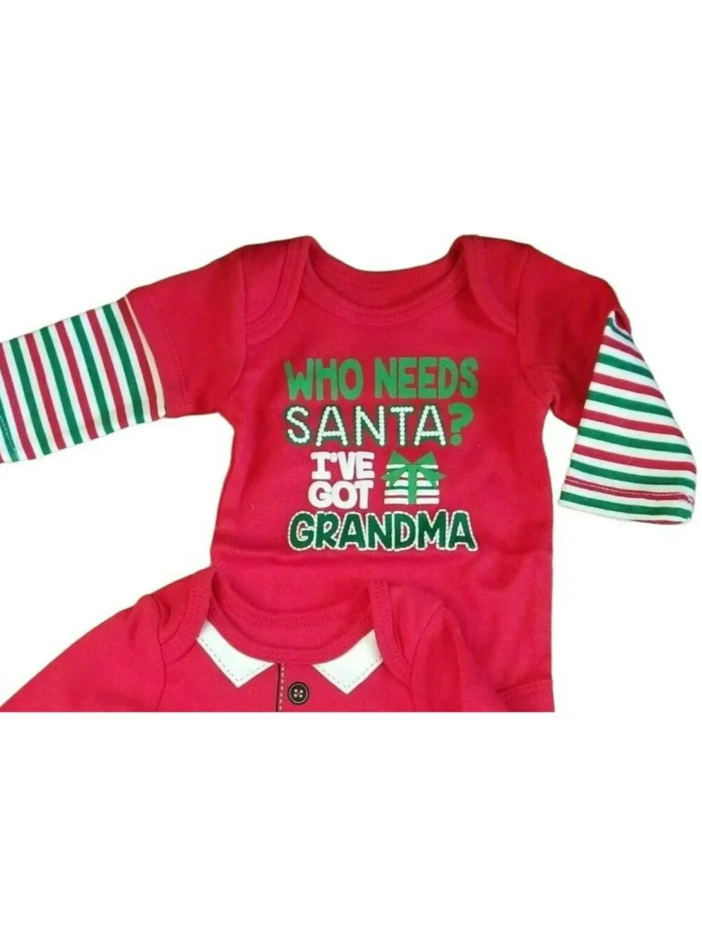 Who Needs Santa Got Grandma Red Graphic Bodysuit Christmas One Piece 0-3m LH4346